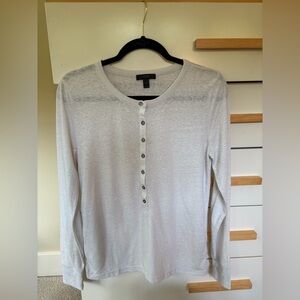 J.Crew Lightweight Henley Long Sleeve Top | Off-White | Size M